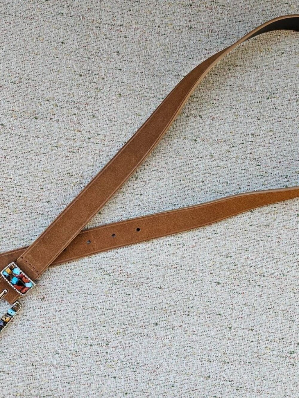 Vintage Nine West Belt Genuine Leather Brown Suede Waistband Size Large - Picture 4 of 14